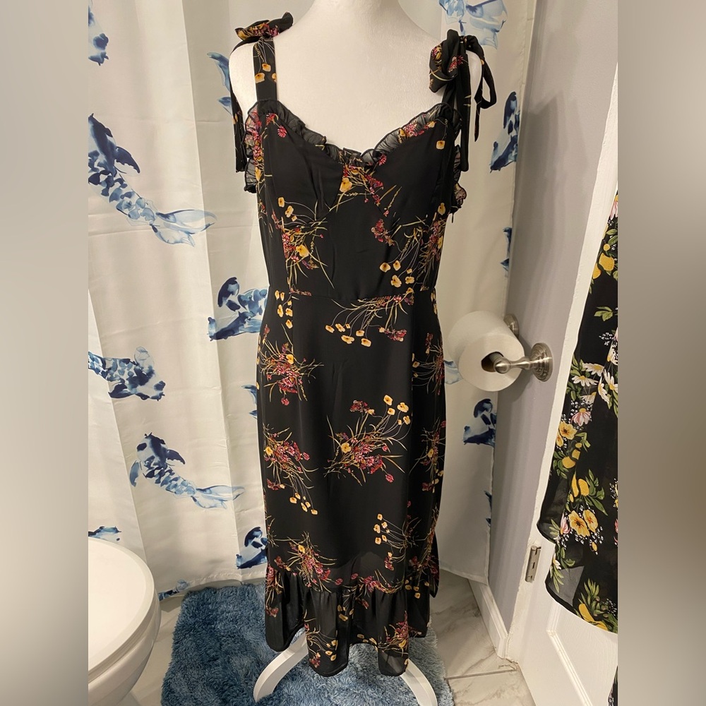 RIHOAS Black floral Sheath Dress